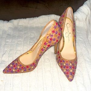 Jessica Simpson Cork Floral Pumps